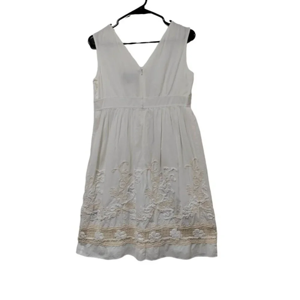 Adrianna Papell White V-Neck Boho Festival Weddinguest Sleeveless Lace Dress 10 - Picture 5 of 10